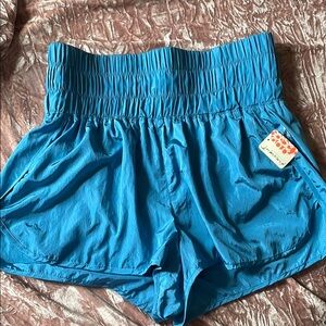 FP Movement by Free People Blue Athletic Shorts with Smocked Waistband